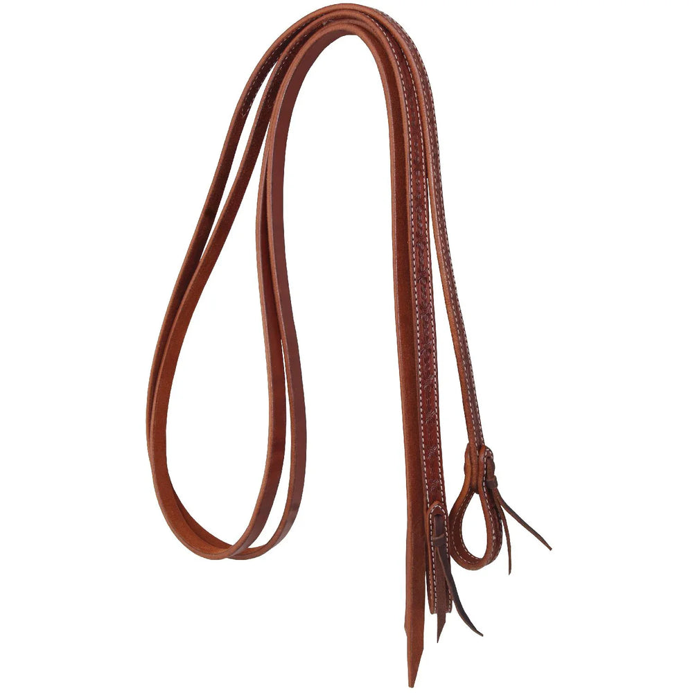 Pool's split reins with barbwire tooling