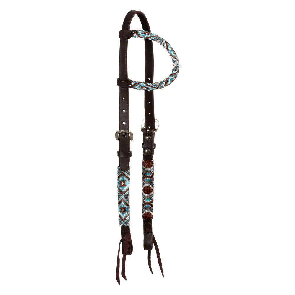 Pool's diamonds beaded oiled western one ear bridle