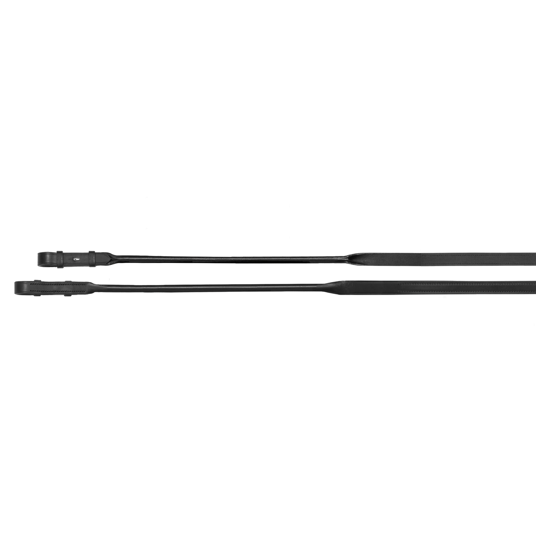 Passier leather reins with one side rubber with round fronts with hook studs