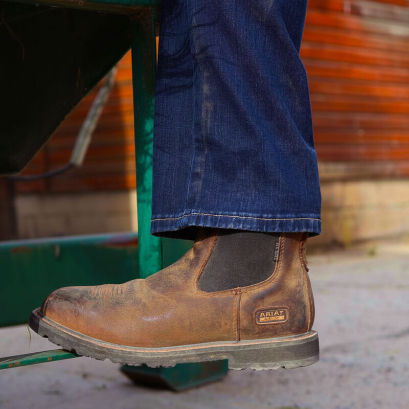 Ariat Groundrancher Chelsea Wide Square Toe Steel Toe Work Boot for men