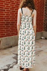 Robe midi Lucky & Blessed Crème Imprimé Cactus et Cowboy