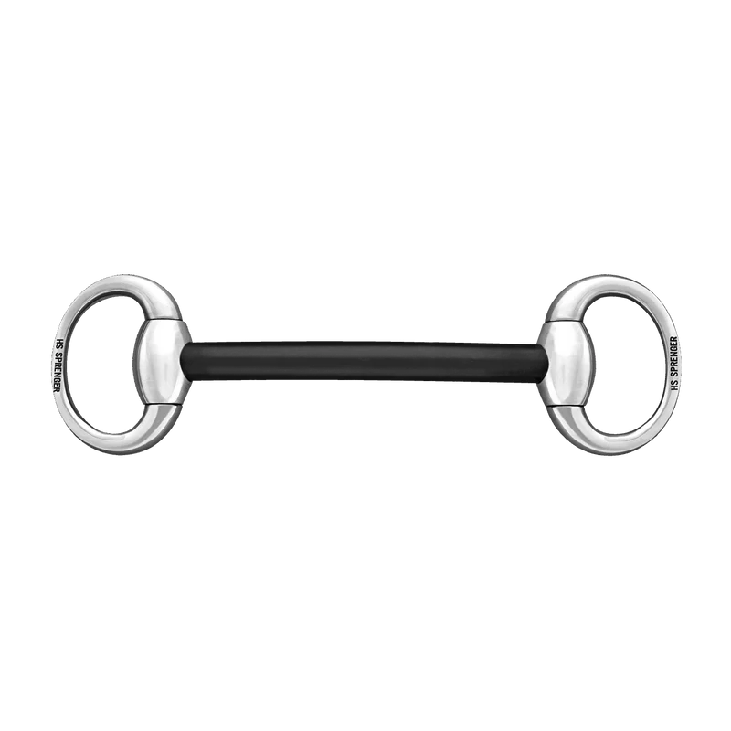 Herm. Sprenger Eggbutt Mullen Mouth 16 mm hard carbon with oval stainless steel rings - Stainless steel 40860