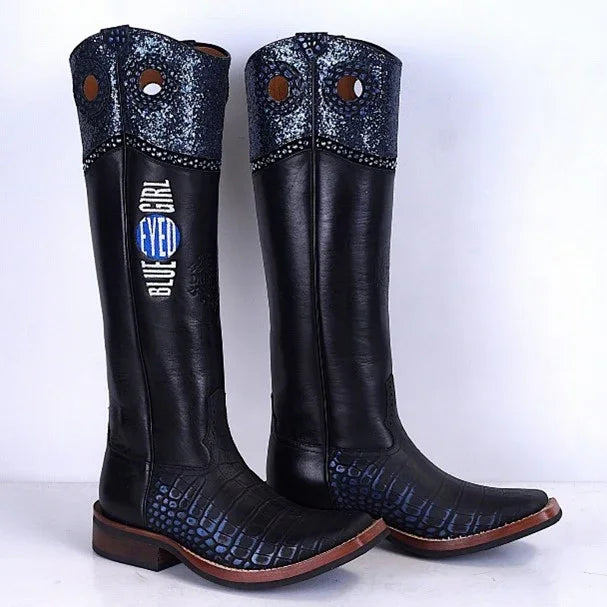 De Niro Western boots buckaroo blue