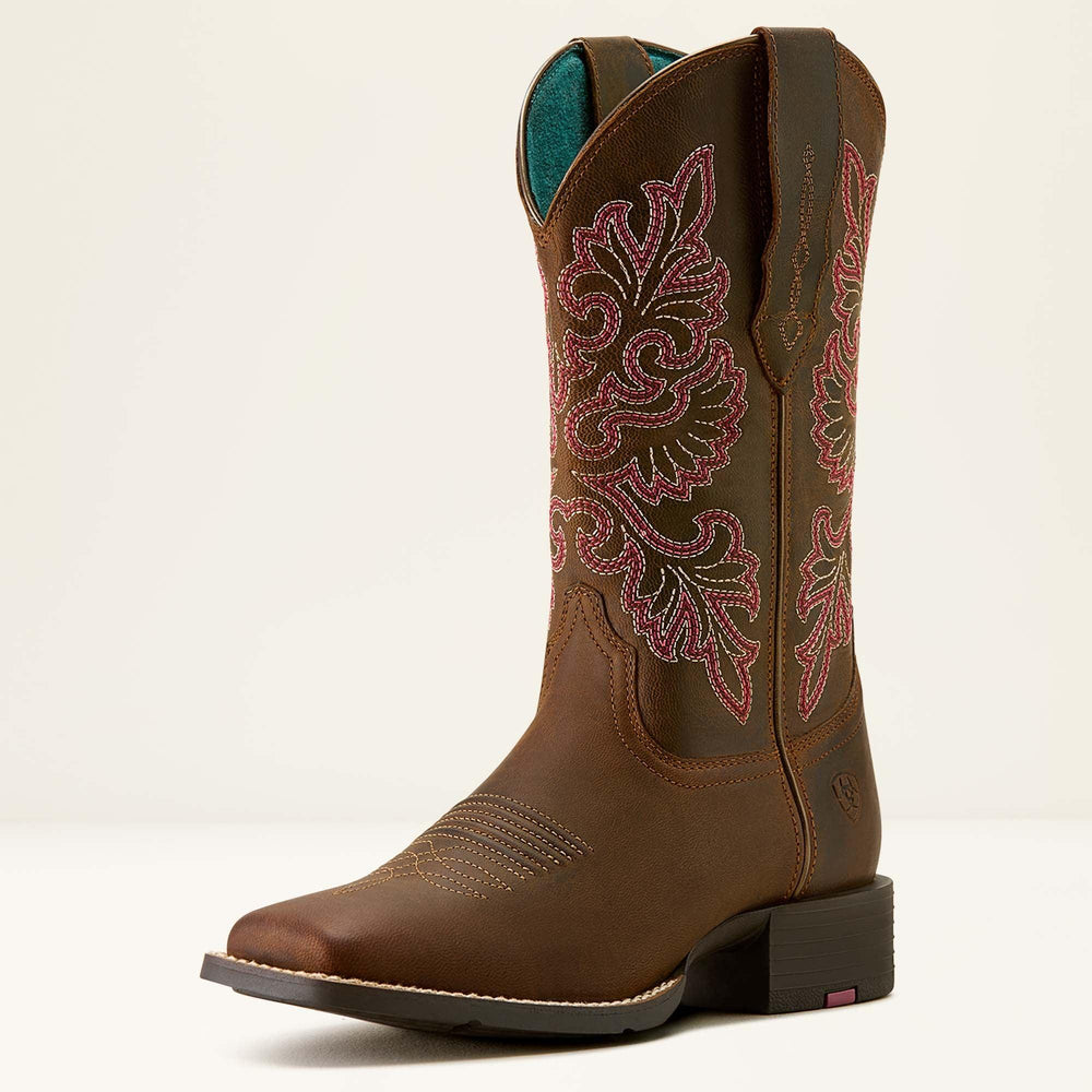 Ariat Round up wide square toe stretchfit Western boot for ladies