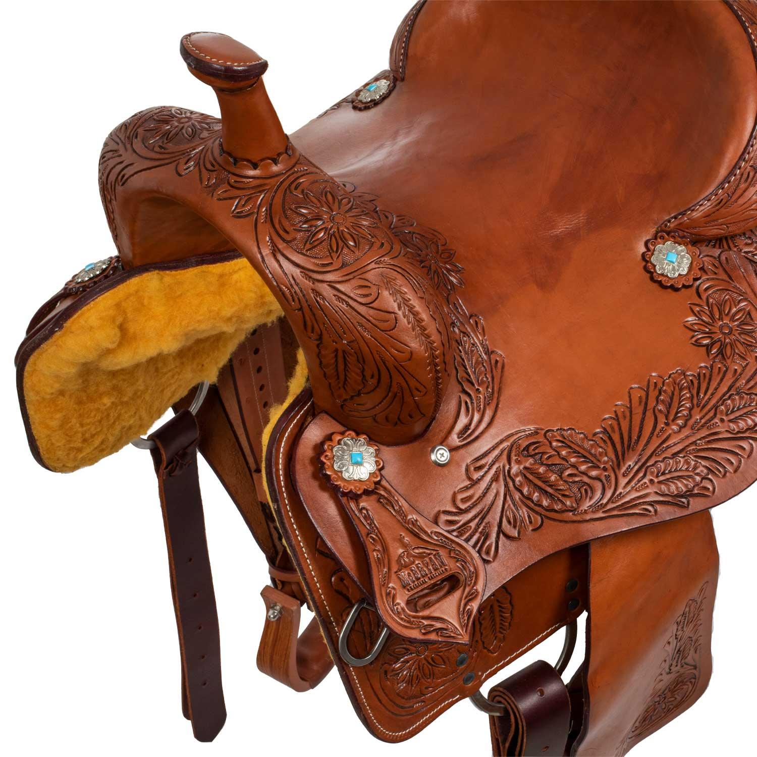 McBryan team penning western wade saddle flower tooling MBH08002