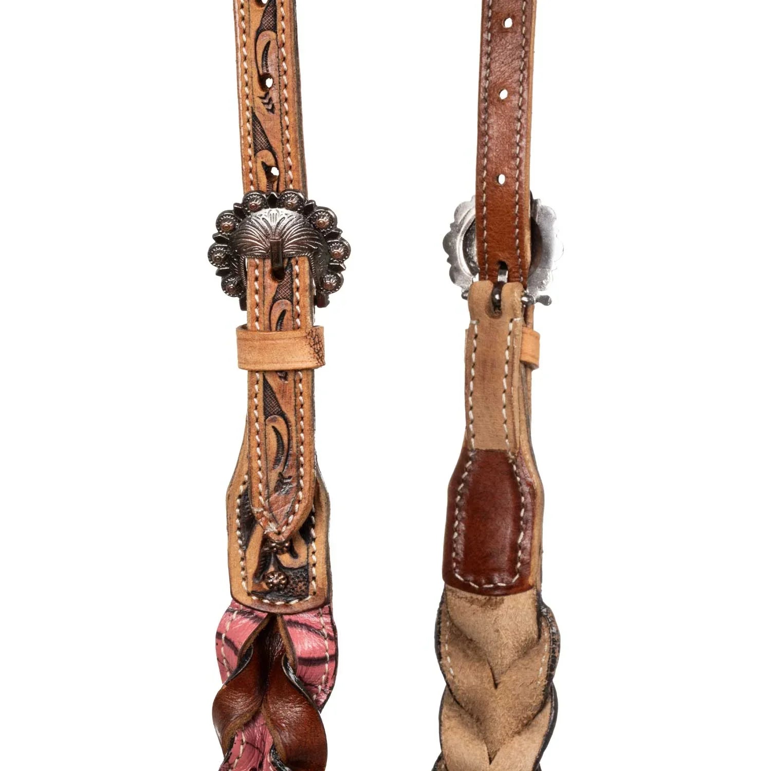 Pool's one ear bridle with braided leather decorations