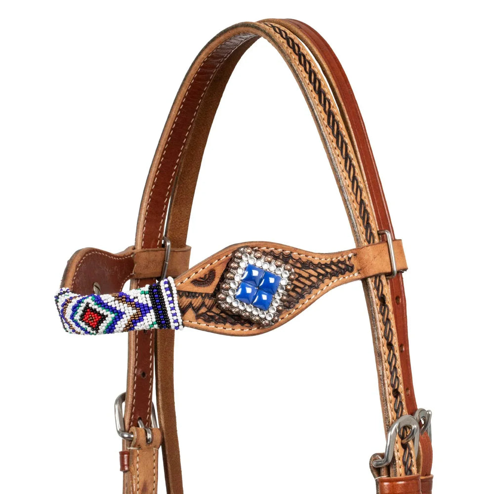 Pool's headstall with blue diamond decorations