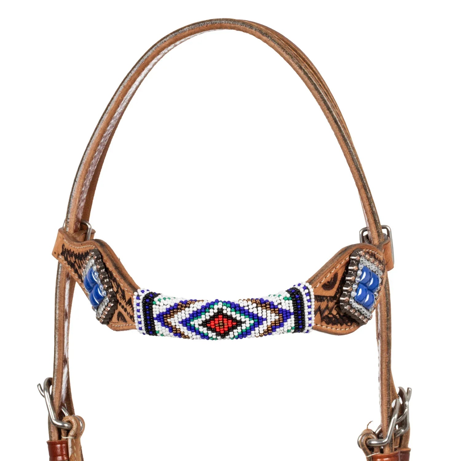 Pool's headstall with blue diamond decorations