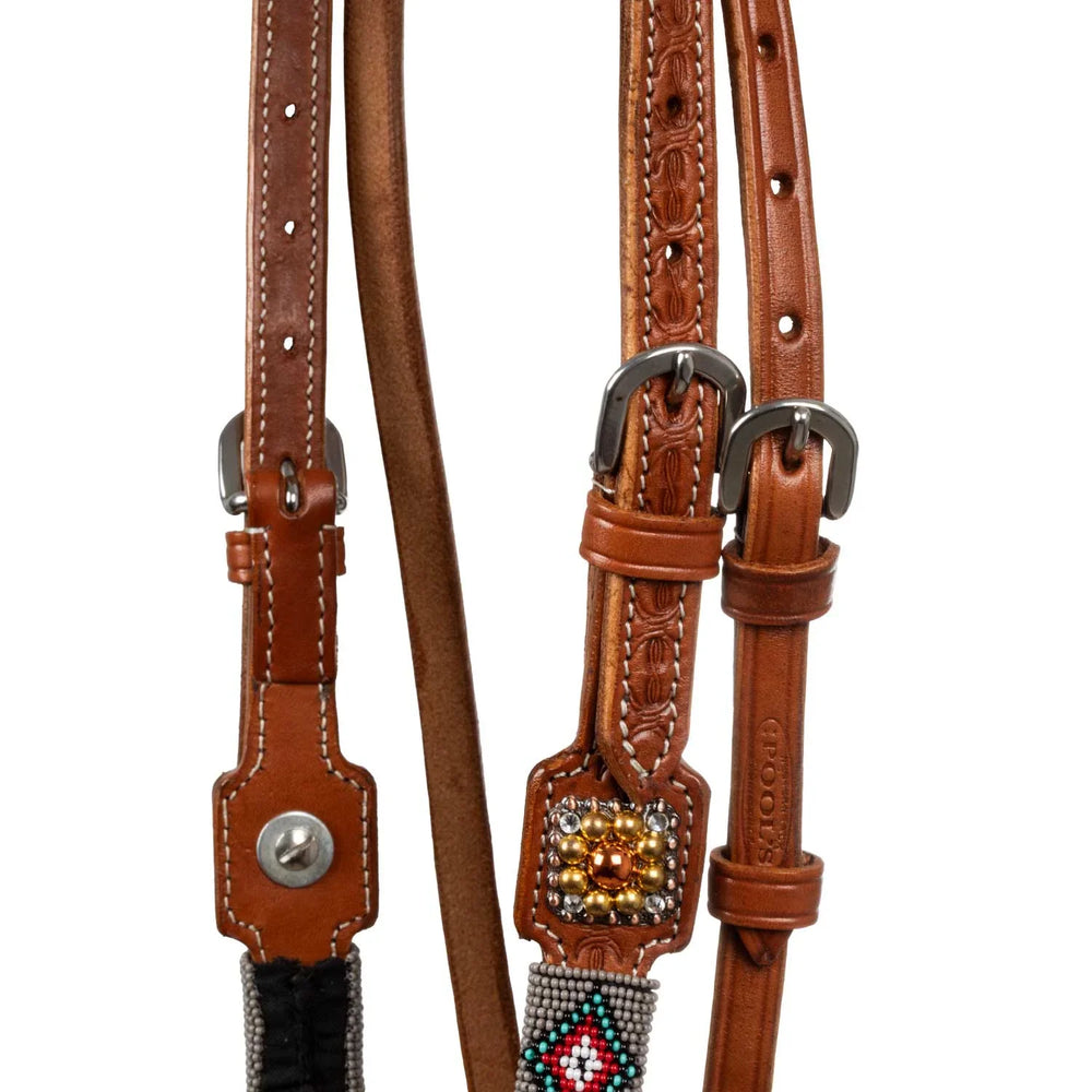 Pool'swestern bridle with navajo beaded decorations