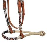 Pool's bridle with beaded southwest decorations and cotton mecate reins