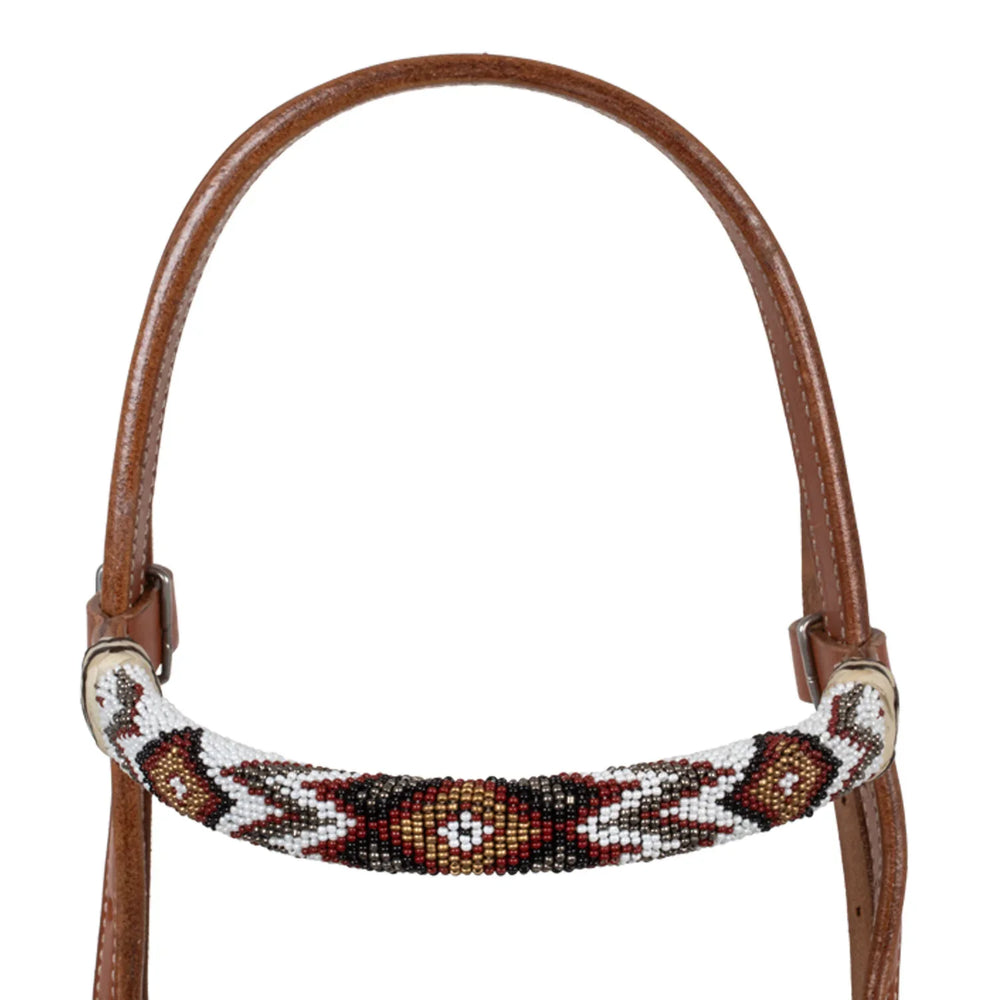 Pool's bridle with beaded southwest decorations and cotton mecate reins