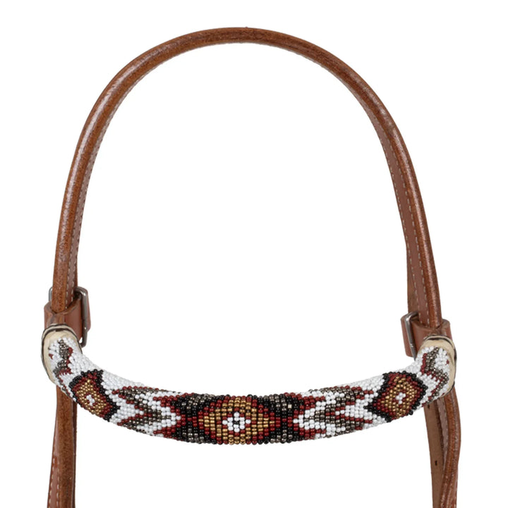 Pool's bridle with beaded southwest decorations and cotton mecate reins