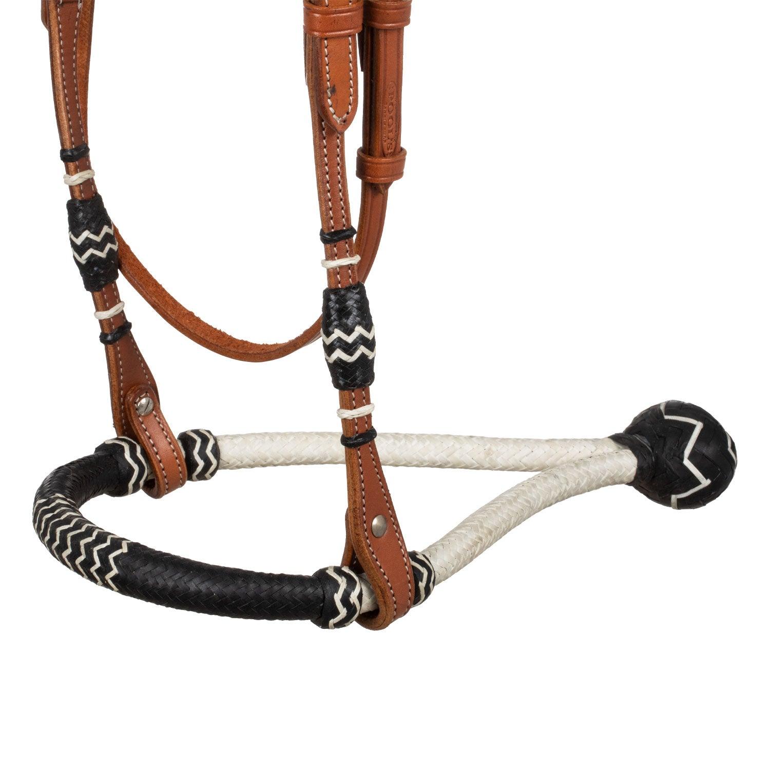 Pool's bicolor bosal set with horsehair mecate reins