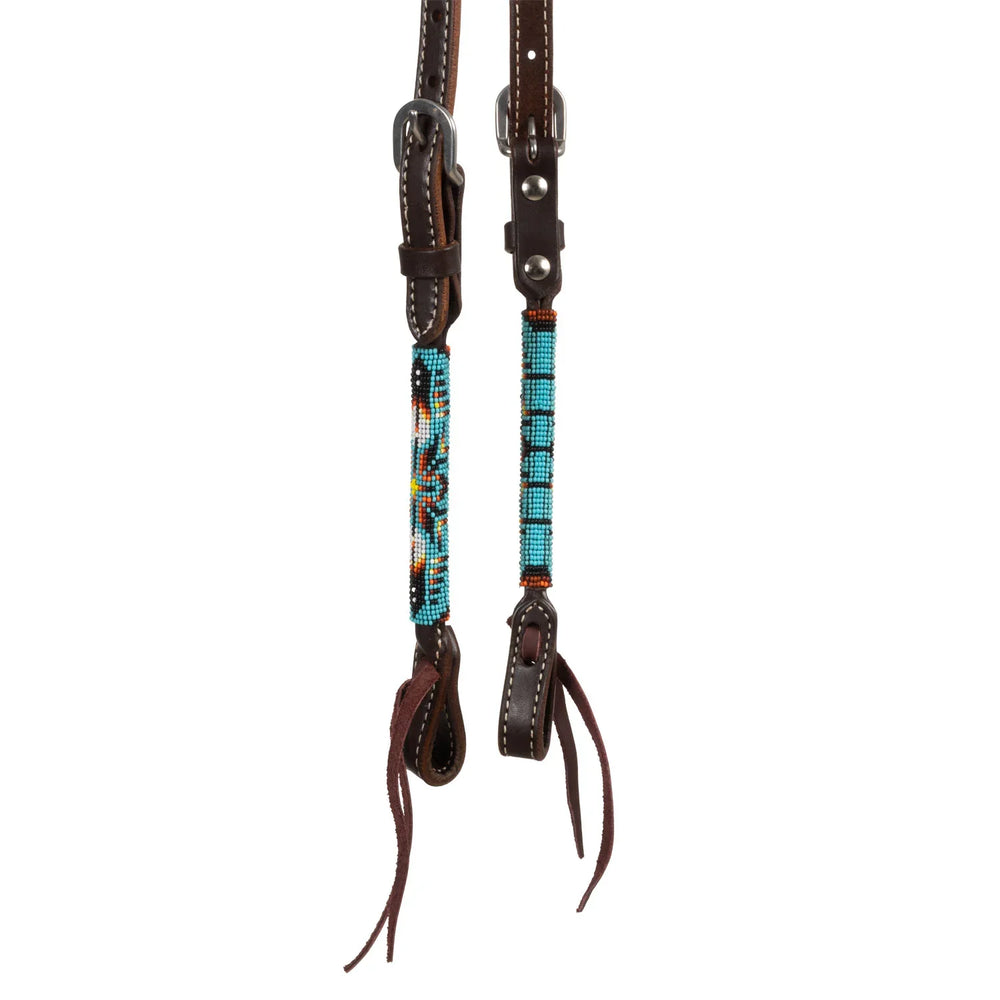 Pool's navanjo sky beaded oiled western one ear bridle
