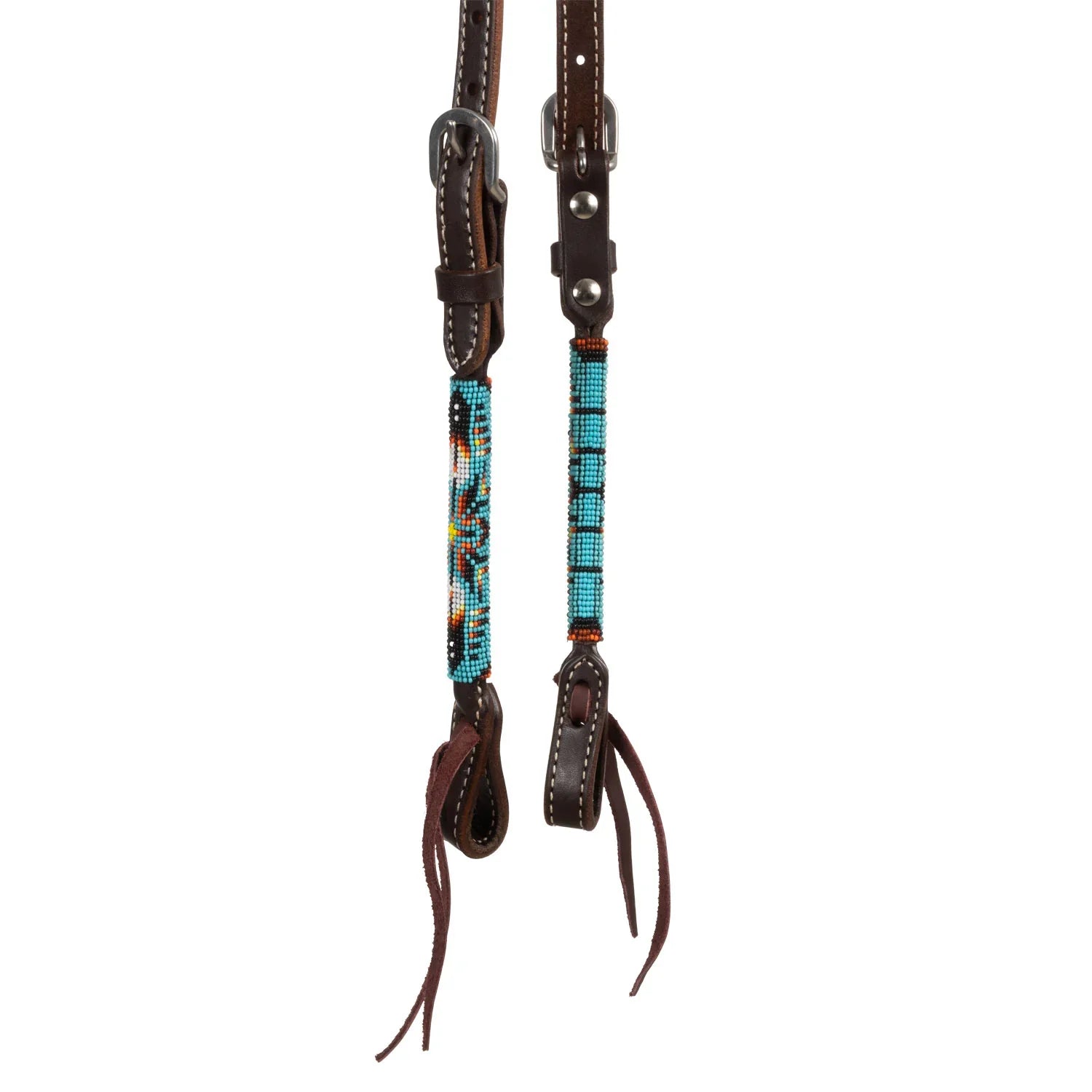 Pool's navanjo sky beaded oiled western one ear bridle