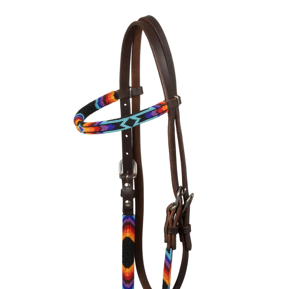 Pool's serape beaded oiled western bridle