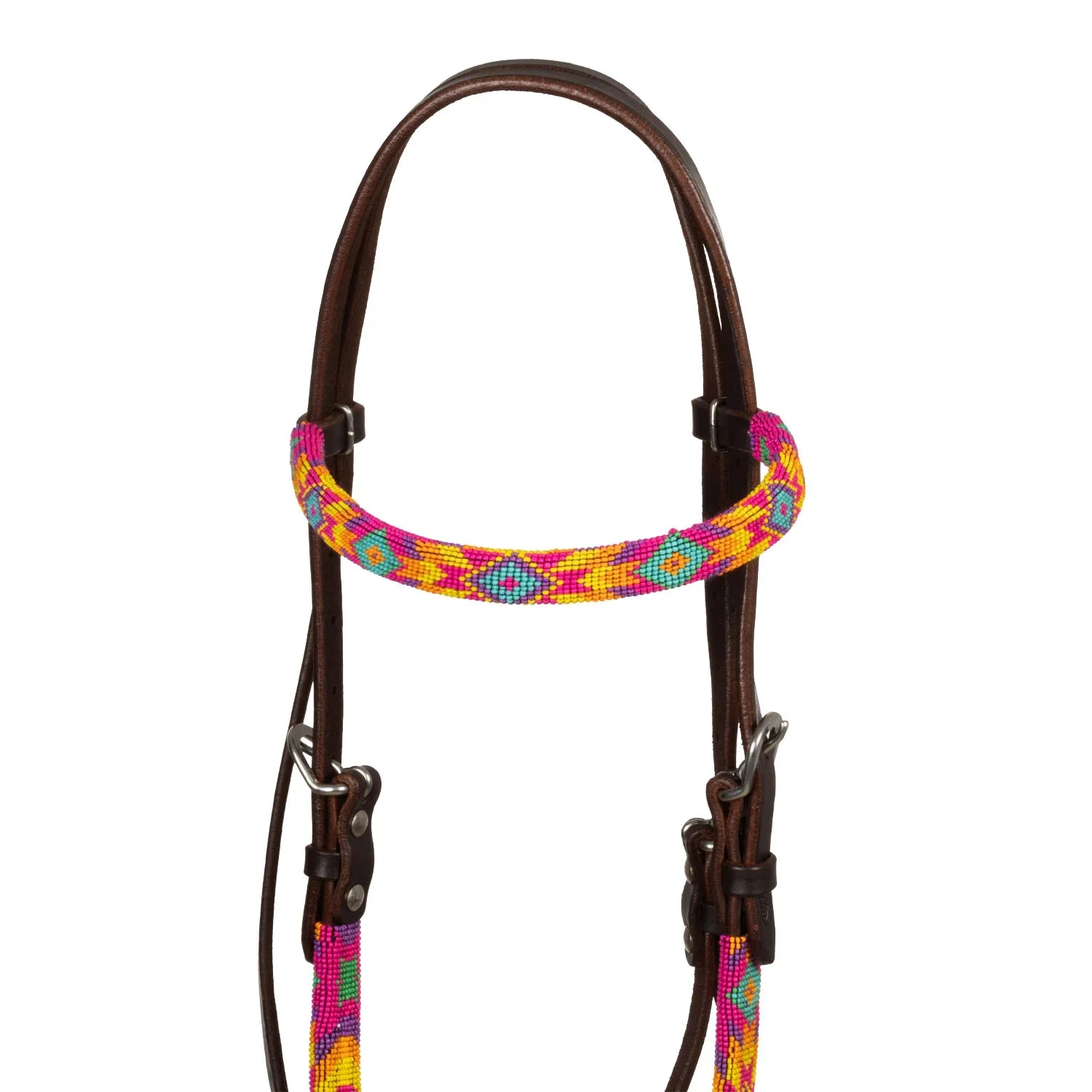 Pool's multicolor beaded oiled western bridle
