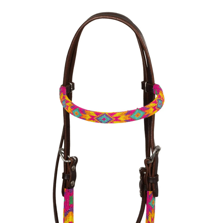 Pool's multicolor beaded oiled western bridle