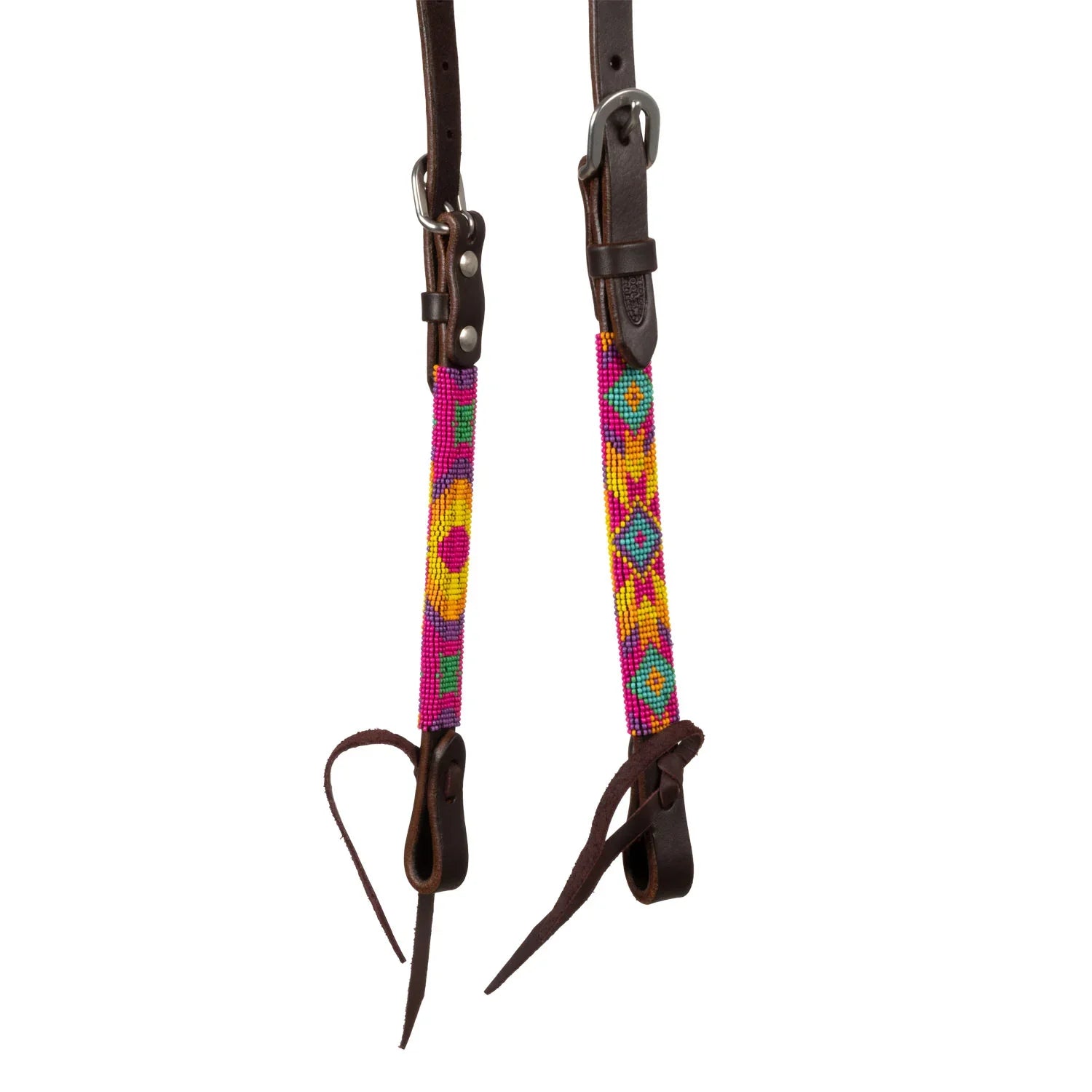 Pool's multicolor beaded oiled western one ear bridle