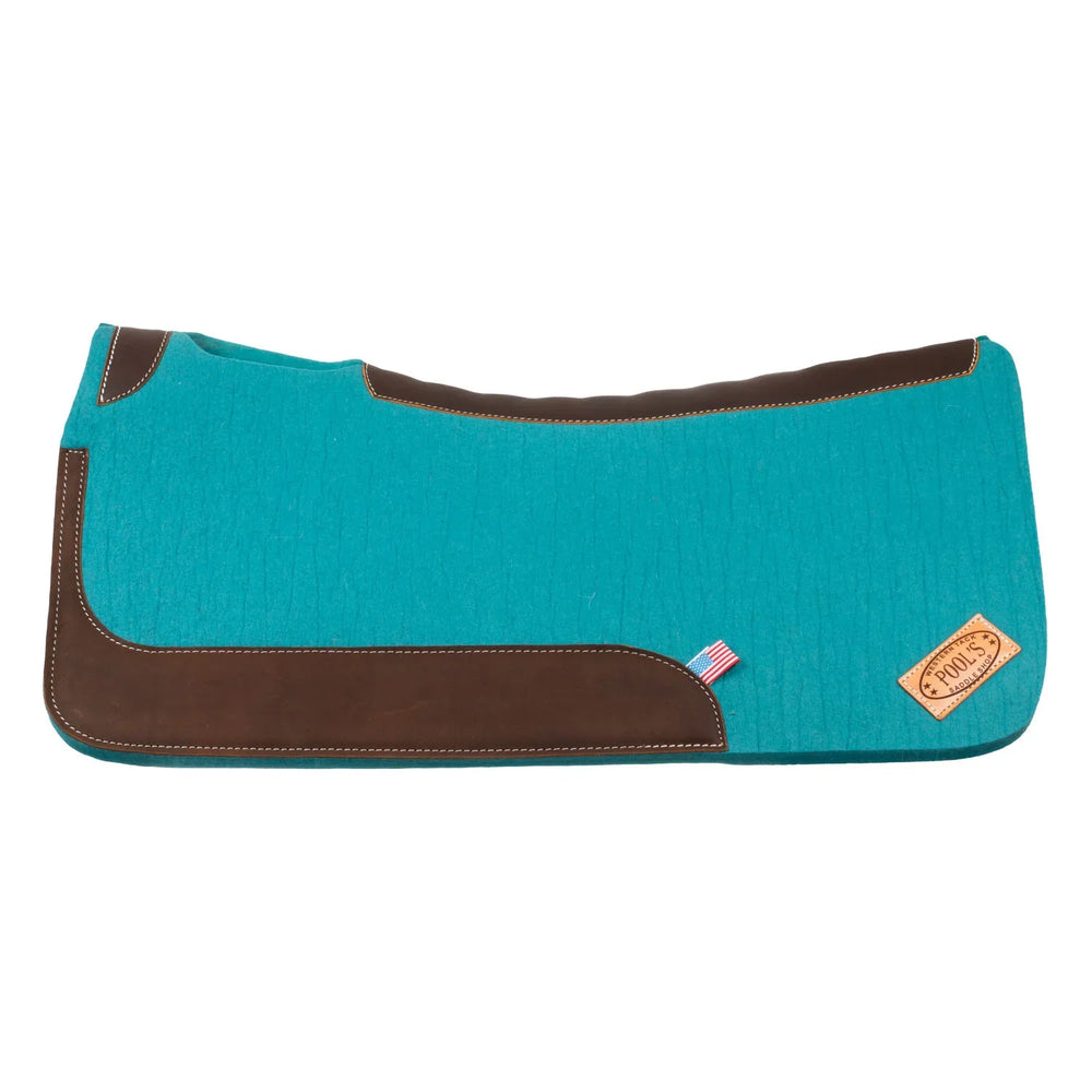 Pool's western felt saddle pad with leather inserts 32' x 32" PLH09015