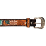 Pool's unisex western beaded belt with feather engraving