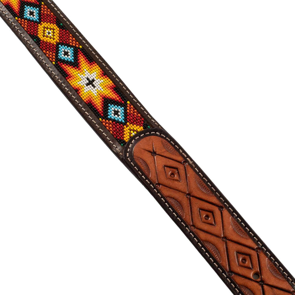 Pool's unisex western beaded belt and brass buckle