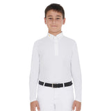 Equestro boys long sleeved polo shirt in technical fleece fabric - HorseworldEU