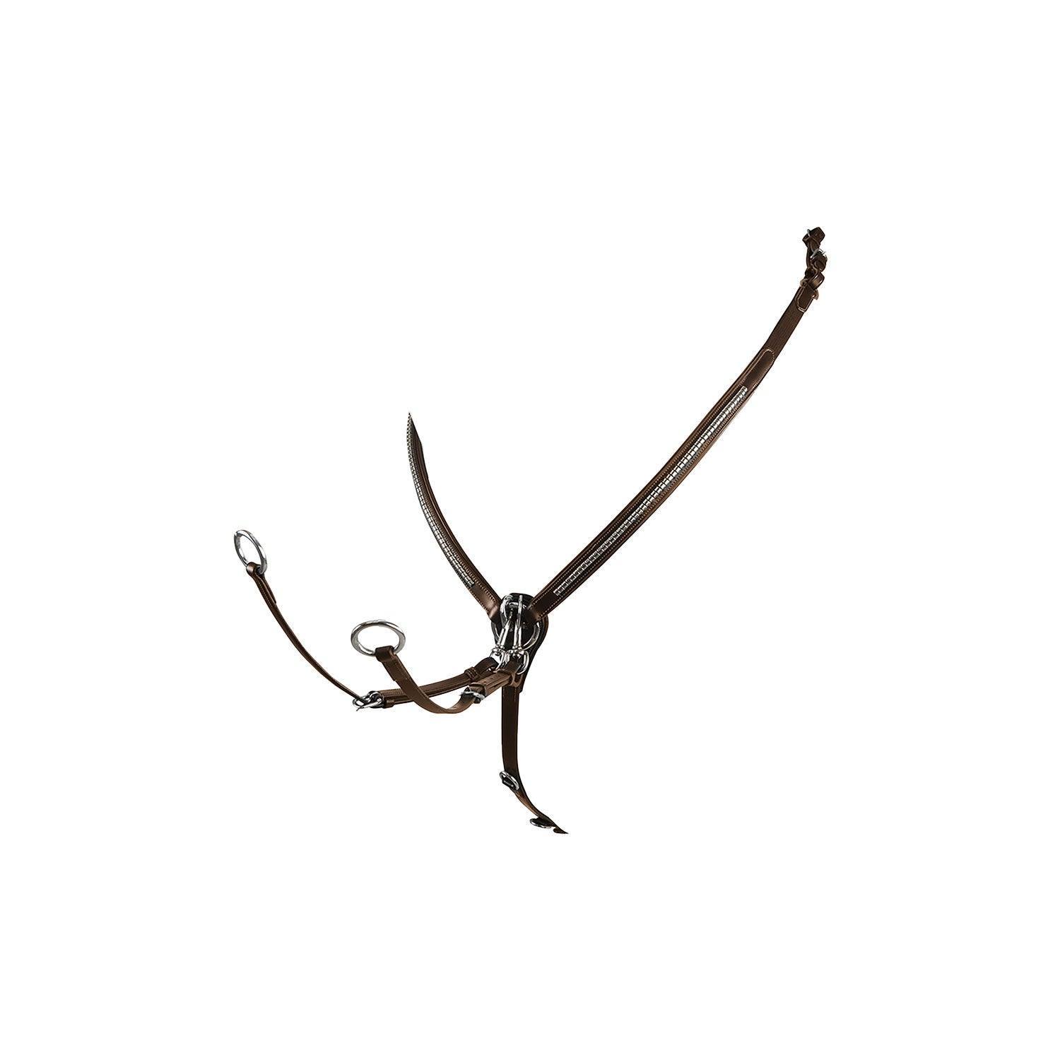 Equestro tanned leather fork breastplate with silver clincher - HorseworldEU