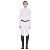 Equestro women's long sleeved polo shirt in technical fleece fabric - HorseworldEU